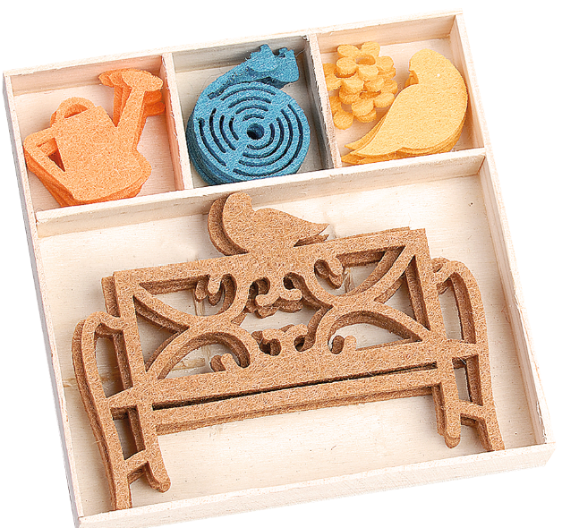 Felt ornament box, garden 30-90mm, 20 pcs.